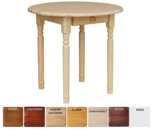 Runder kiefer tisch mit - runder,